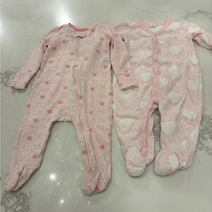 GAP Pink Heart and Cat Print Kids Footies